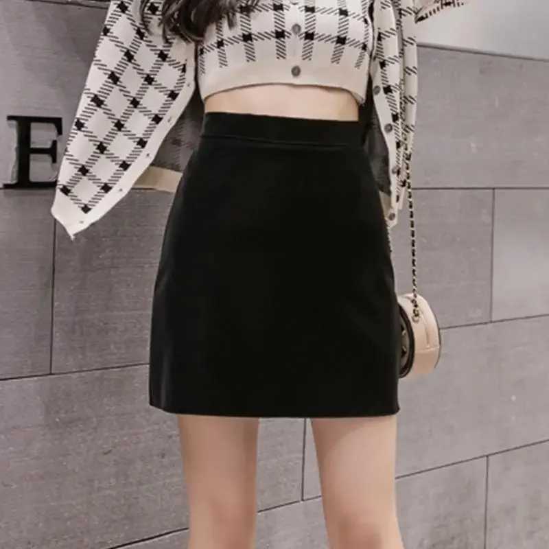 Green Fashion Bury Short Skirt A- Line Skirt High Kidney Autumn Woman Skirts Faldas JupeXJ241221