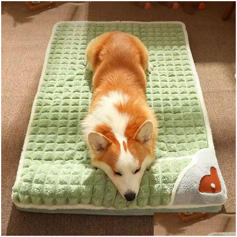 Dog Houses & Kennels Accessories Madden Winter Warm Mat Sofa Small Medium Plaid Bed For Cats Dogs Fluff Sleeping Removable Washable P Dhaba