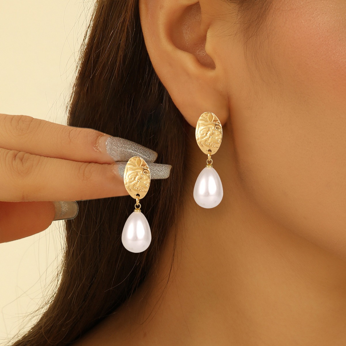 Chic Exaggerated Pearl Drop Earrings - Vintage Style from France