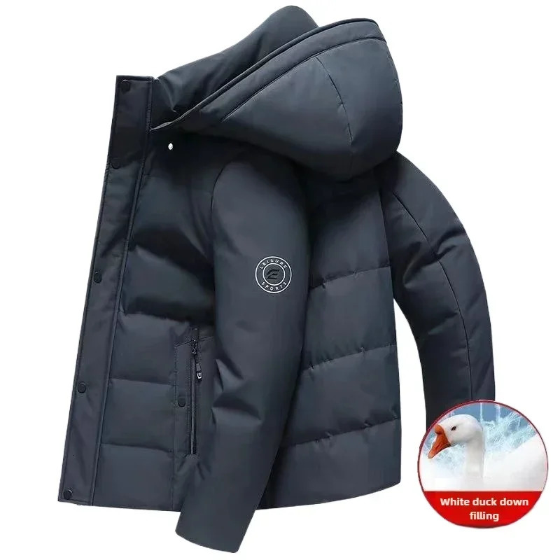 Winter Mens Down Jackets Thickened for Warmth Filled with White Duck Featuring A Hood and Windproof nMensCoat 241217