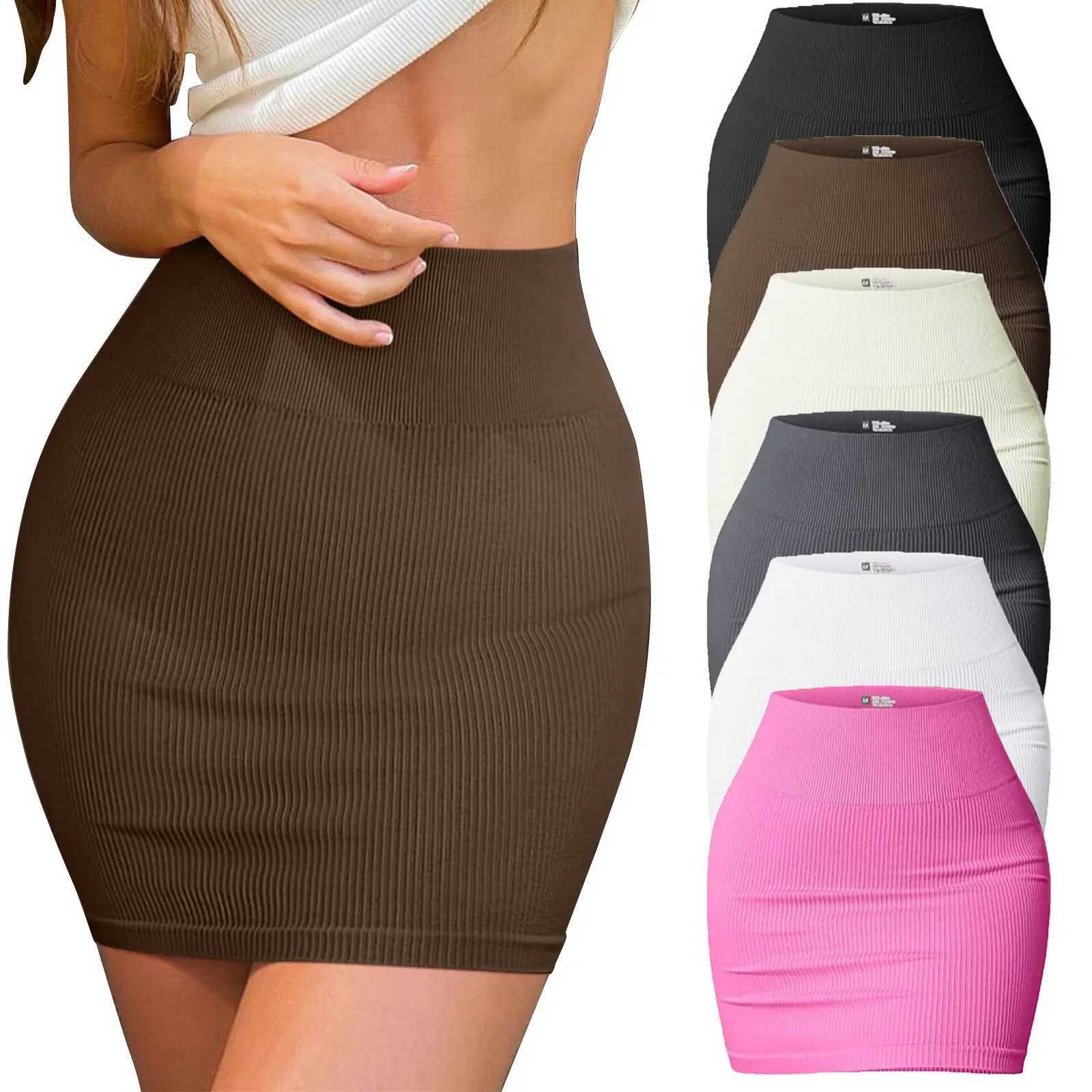 Womens High Waist Ribbed Knit Mini Skirt Solid Color Basic Bodycon Club Pencil Skirt Casual Summer Short Mini SkirtsXJ241221