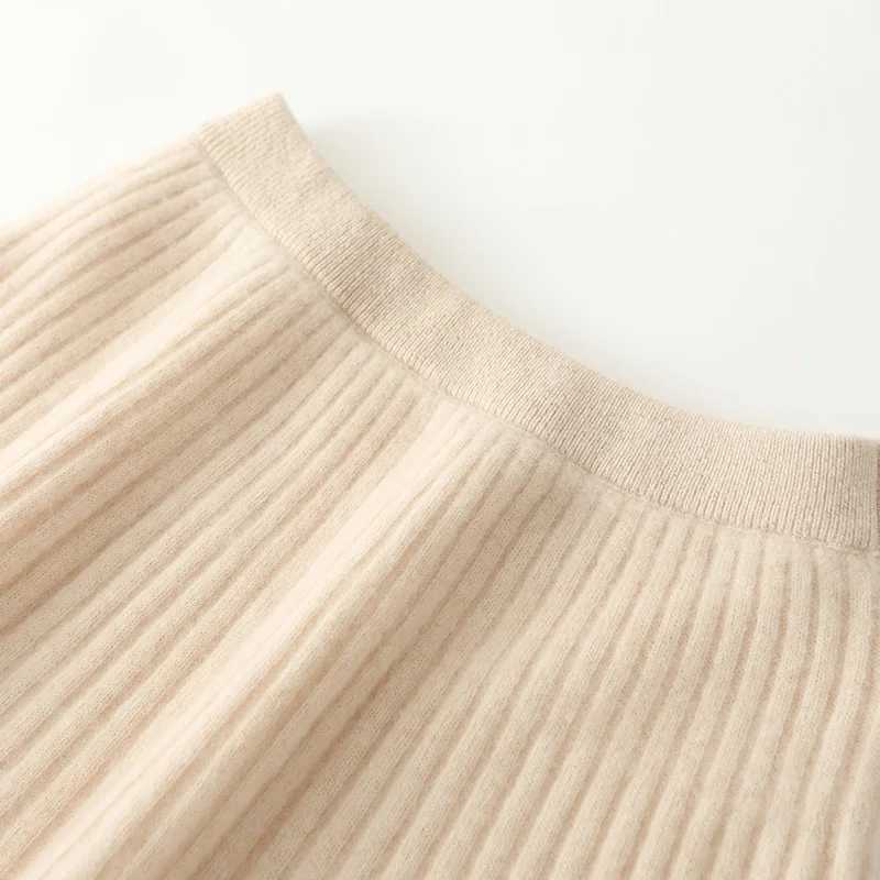 Korean Skirt 100% Merino Wool Womens Knitted Mini Skirt Autumn and Winter Womens Fashion Solid Color Small Umbr SkirtXJ241221