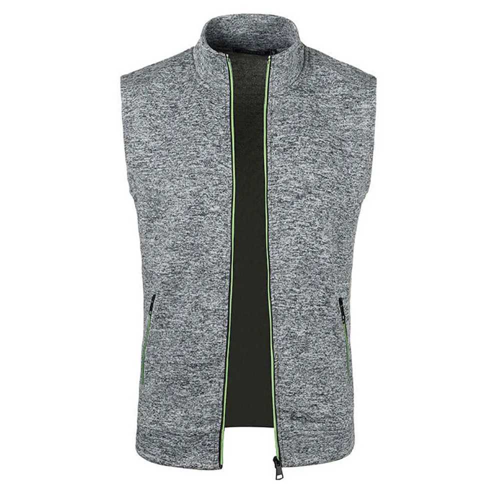Autumn Winter Stand Collar Sleeveless Pocket Thin Knitted Slim Cardigan Waistcoats Men Vests BSD-ZW122XJ241221