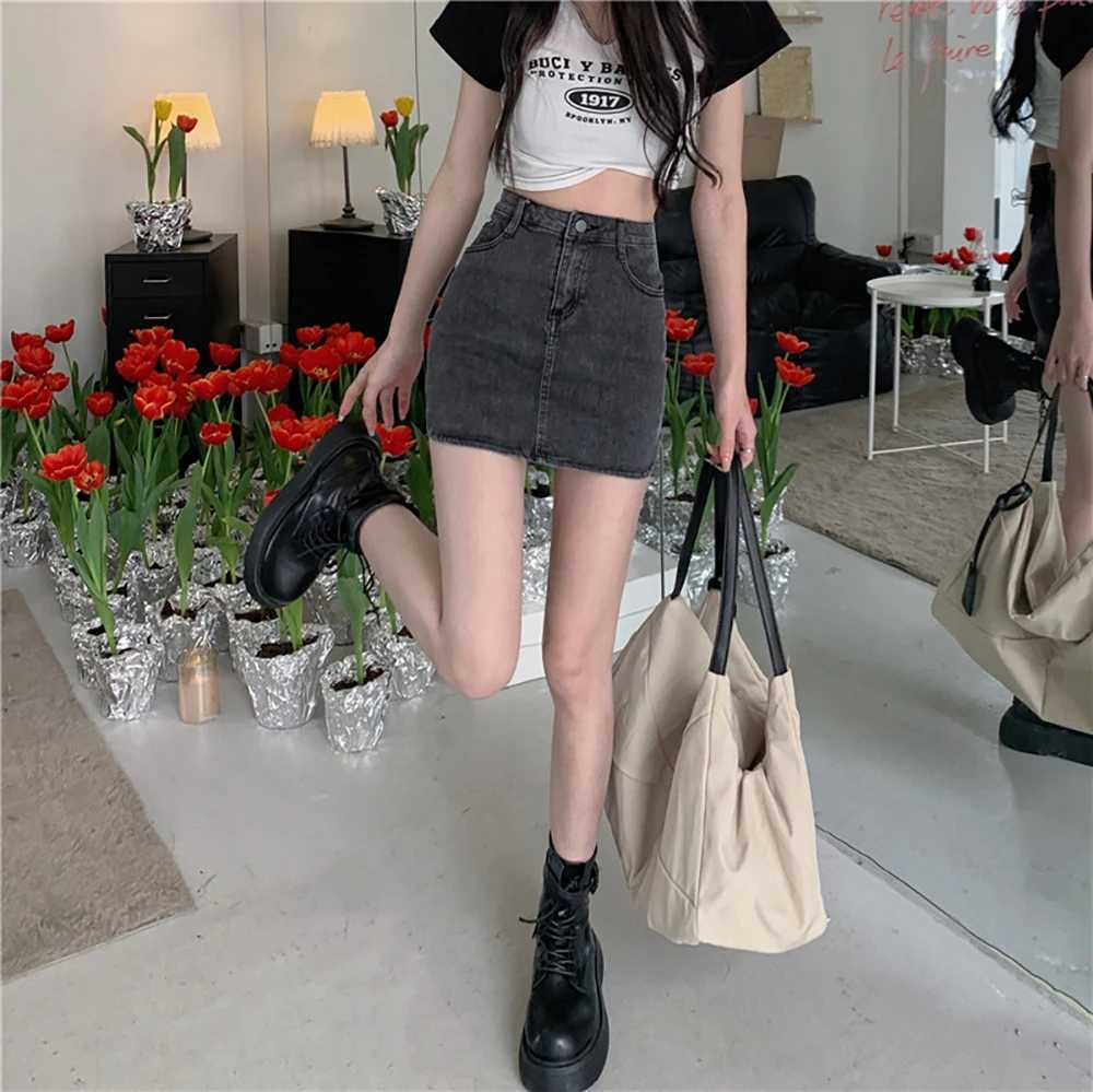 150 Skinny Hottie jeans skirt girl Spring summer high waist A line wrap hip skirt xs small size highXJ241221