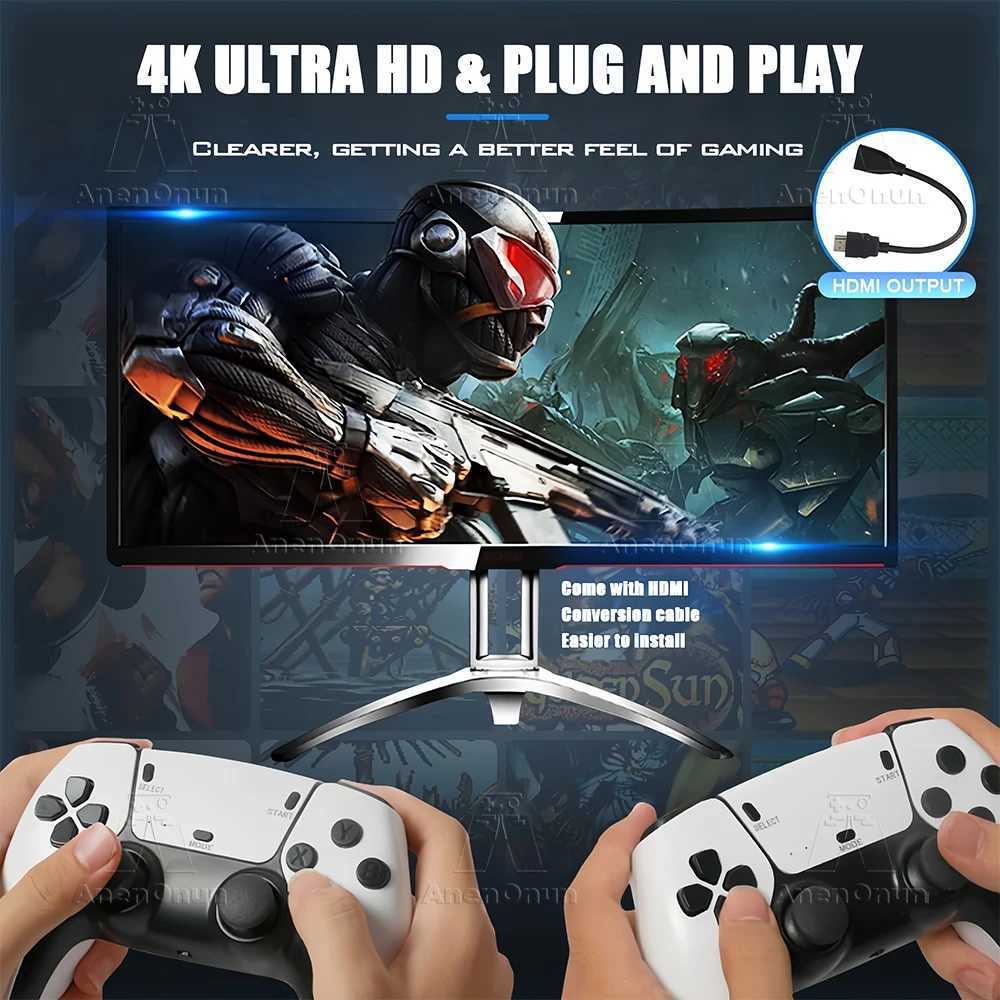 4K Game Stick 41000+ Games 9 Classic Emator TV Video Game Console High Quality Emuelec Retro Gaming hine with 2 Controller Z241219