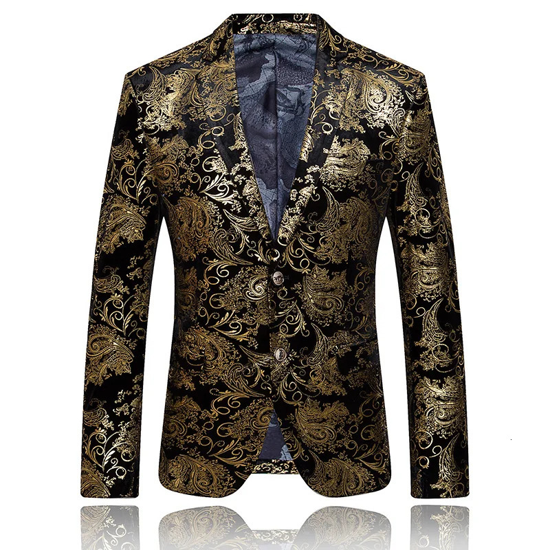 Boutique Fashion Gold Blazer Bronzing Mens Slim Fit Suit Jacket Men Wedding Nightclub Stage Party Dress Plus Size S5XL 241218