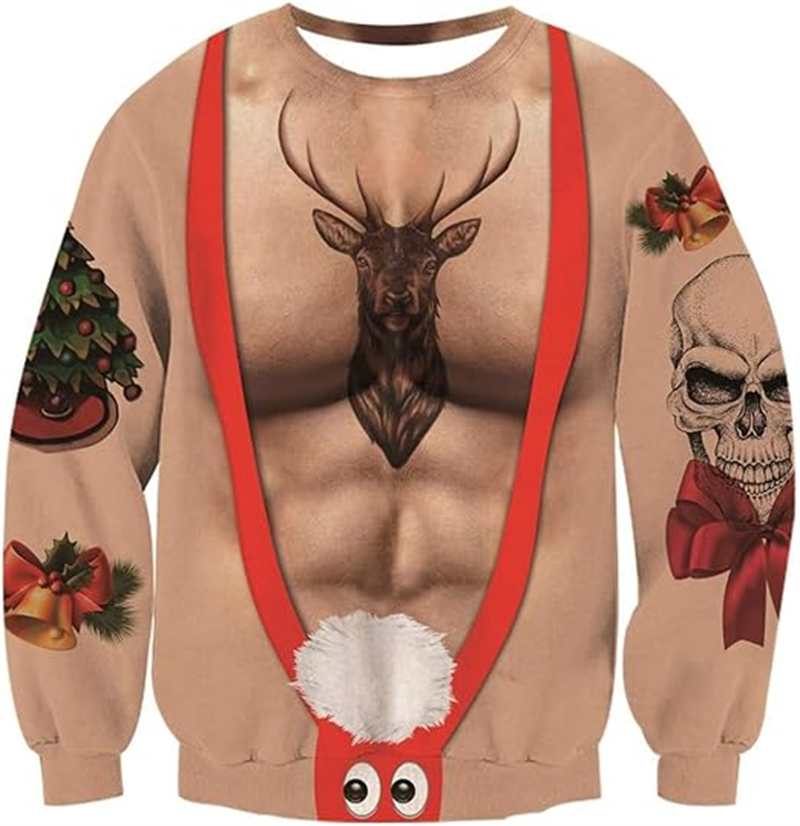 Funny Men Women Ugly Christmas Sweater New Humping Reindr Climax Tacky Christmas Jumpers Top Couple Holiday Party Sweatshirts S251110