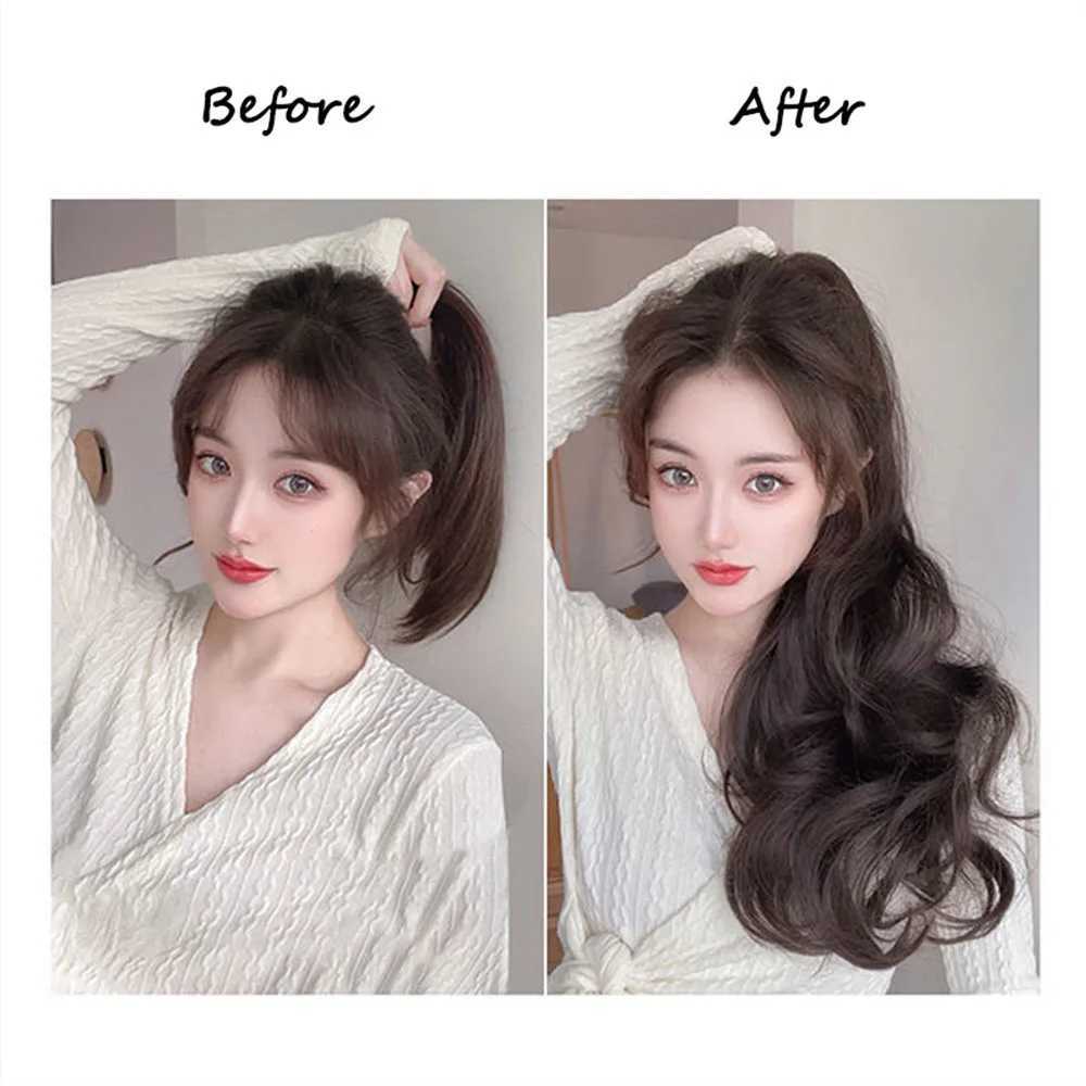 Synthetic Long Straight Claw Clip On Ponytail Hair Extensions 50cm Heat Resistant Pony Tail Hair piece For Women Daily PartyXJ241221
