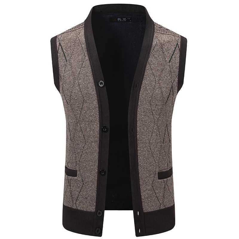 Mens Cardigan Sweater Vest with Autumn and Winter Warm Slim Knit Waistcoat For MenXJ241221