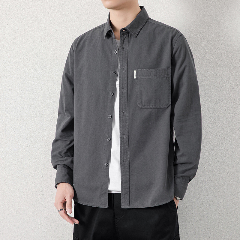 M12203 2024 autumn new men's long-sleeved shirt men's loose casual work shirt