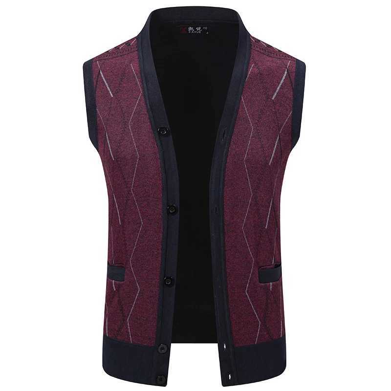 Mens Cardigan Sweater Vest with Autumn and Winter Warm Slim Knit Waistcoat For MenXJ241221