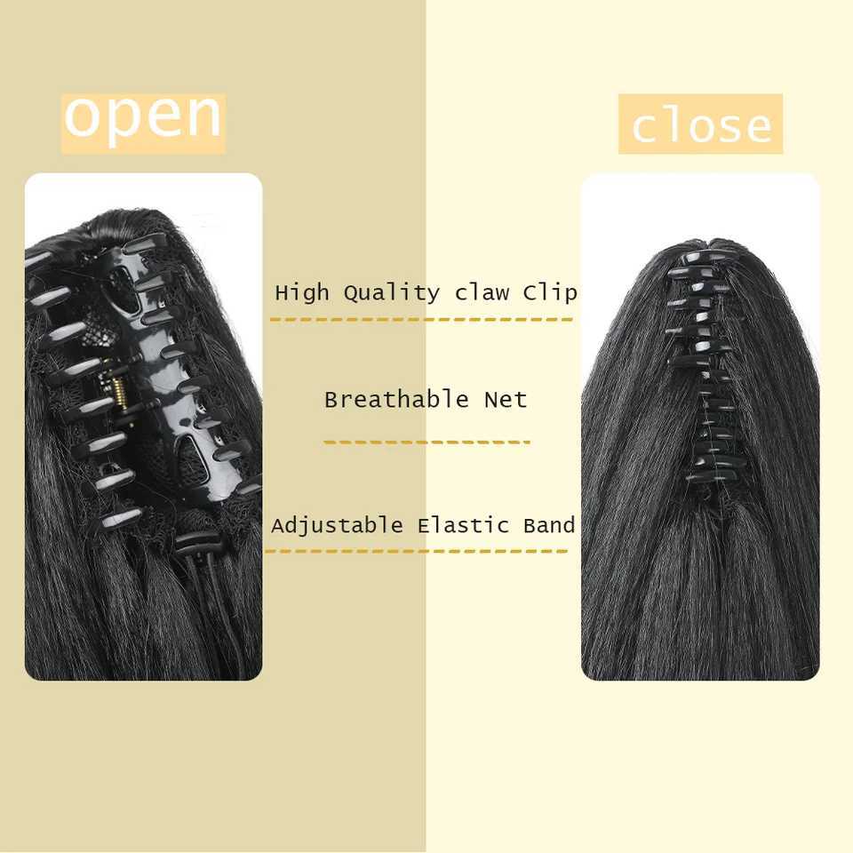 14 Inch Yaki Hair Extensions Claw Clip Ponytail Hair Extensions Synthetic Kinky Straight Extension Clip In Pony TailsXJ241221