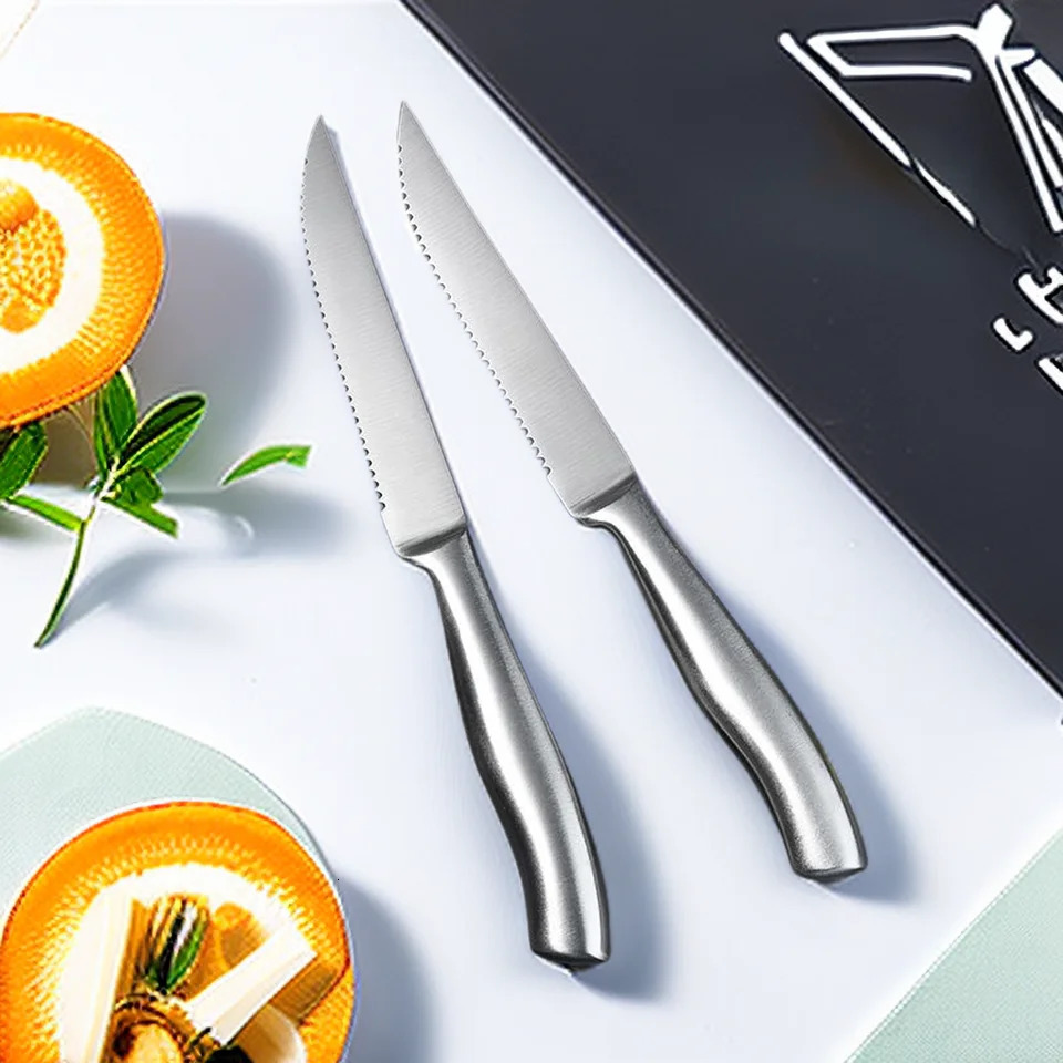 4/6/8 piece steak knife set stainless steel blade kitchen seamless handle sharp dining 241220