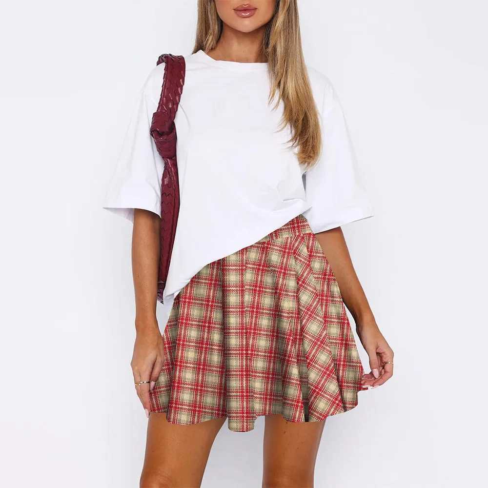 Retro Plaid Pleated Skirts Skirt Y2K Streetwear Vintage School Uniform A-Line Gym dent Short Skirt Girl Xmas Dress UpXJ241221