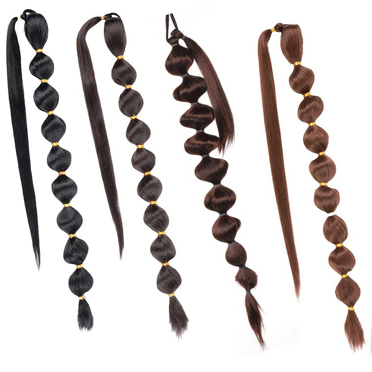 Synthetic African Fluffy Ponytail Hair Extensions-Extended Long Braid with Bubble Ponytail for Voluminous Look Hair AccessoriesXJ241221