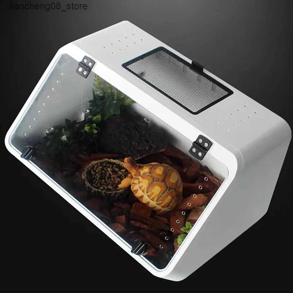 Other Pet Supplies Pet Terrarium Sloping Pet Box Snake Box Turtle Jar Small Turtle Jar with Drying Platform L240910