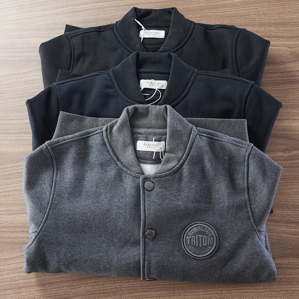 Autumn Winter American Retro Baseball Collar Thick Velvet Cardigan Hoodies Mens Knitted Sport Casual Letter Embroidery Jacket 241216