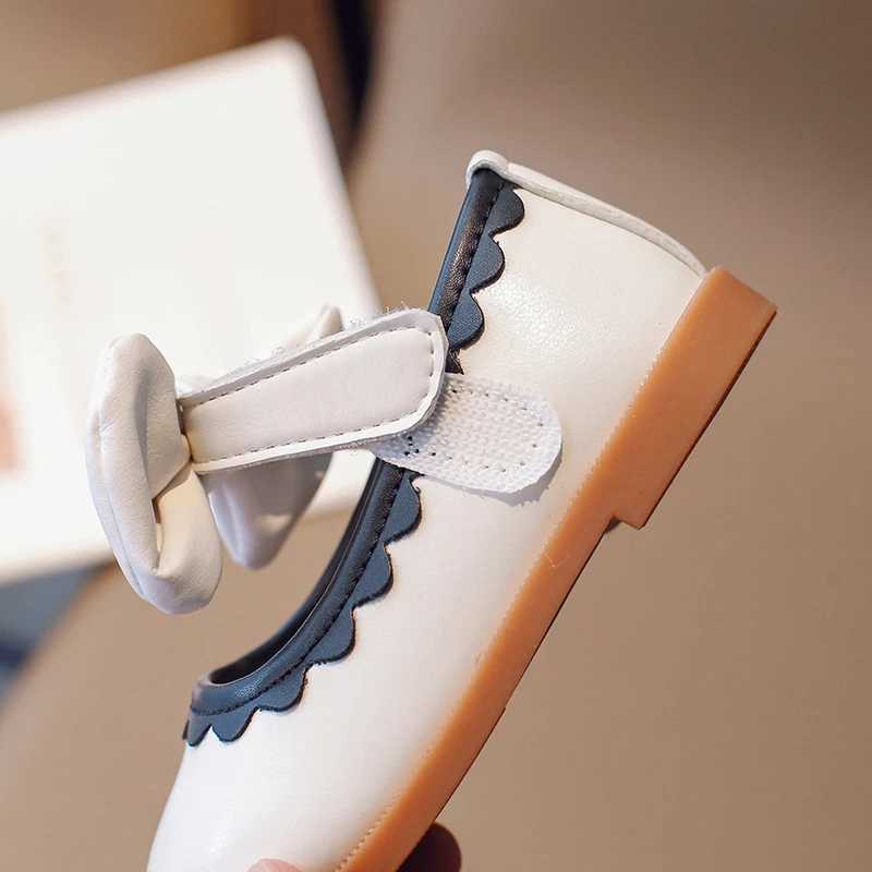 Sneakers Girls Baby Fashion Sandals White Bowknot Round Head Flat Girls Mary Jane Shoes Black Fashion Soft Non-slip Kid Baby Single Shoes H241221