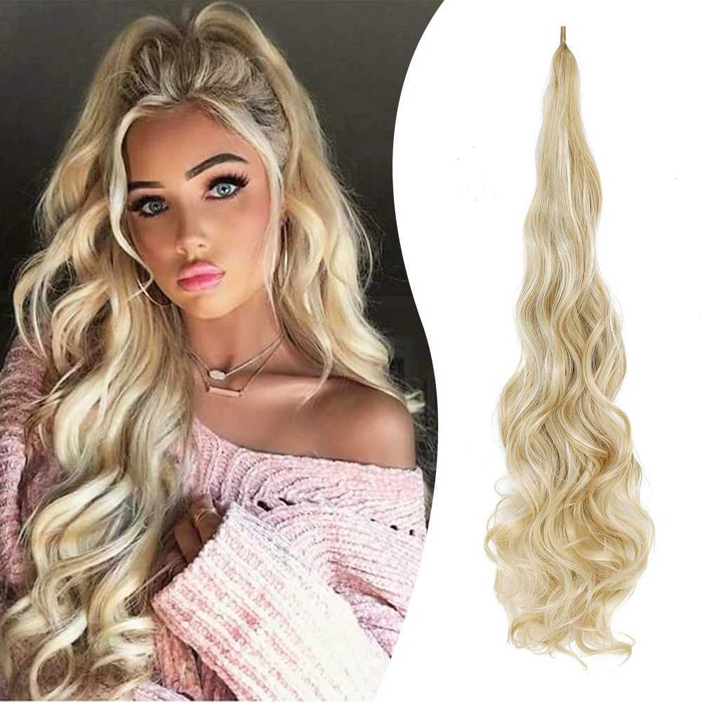 32Inch Long Pony Tail Hair Extensions Flexible Wrap Around Ponytail Natural Wave Synthetic Fake Horse Tail Hair for WomenXJ241221