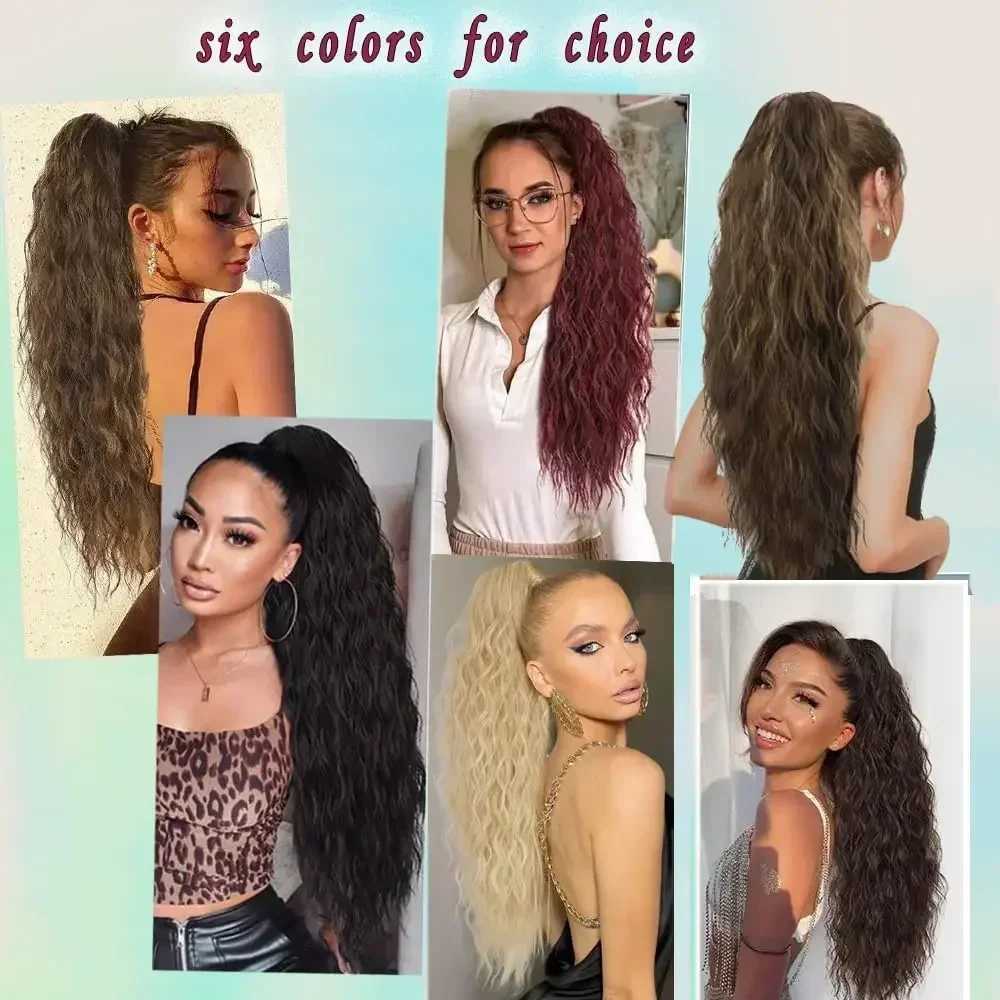 28 Inch Long Ponytail Extension Curly Wavy Claw Clip on Fake Pony Tail Hair Piece Natural Fluffy Synthetic Horse Tail for WomenXJ241221