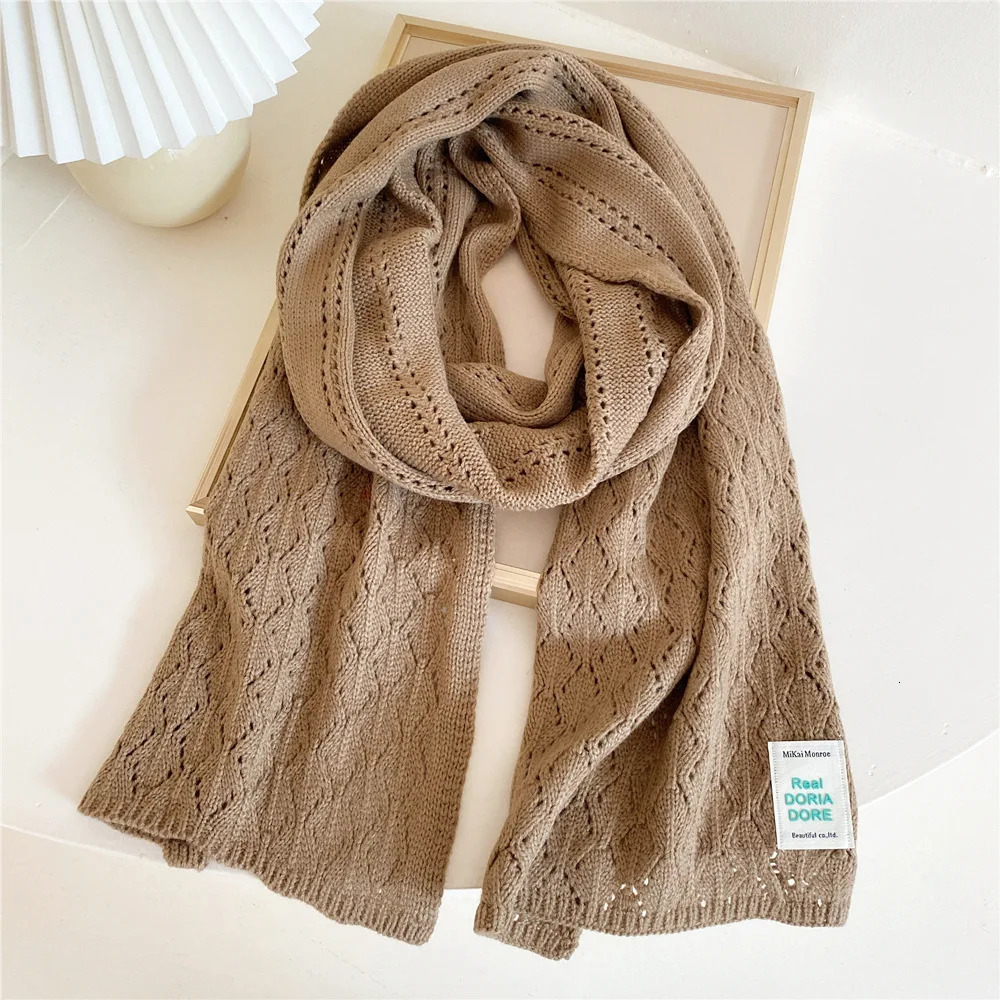 winter Knitted scarf fashion women long scarves female vintage large shawl soft warm pashmina thickened wool scarf D300 241220