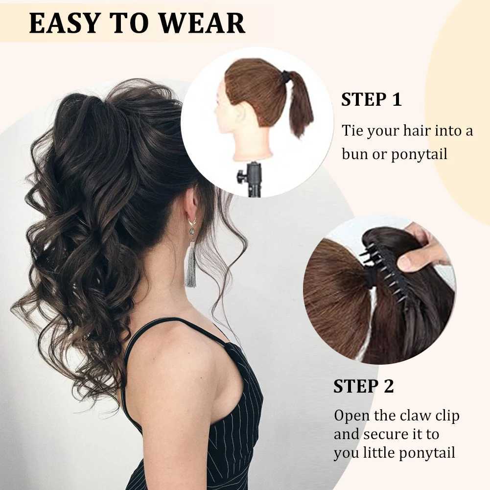 Claw Clip in Ponytail Extension 24 Inch Long Curly Wavy Pony Tail Natural Soft Synthetic Hairpiece for Women Daily UseXJ241221