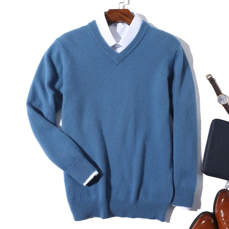 Super 100% Cashmere Sweater Men Pullover Autumn Winter Warm Classic V-neck Sweaters Men Jumper Men Pull Men 241217