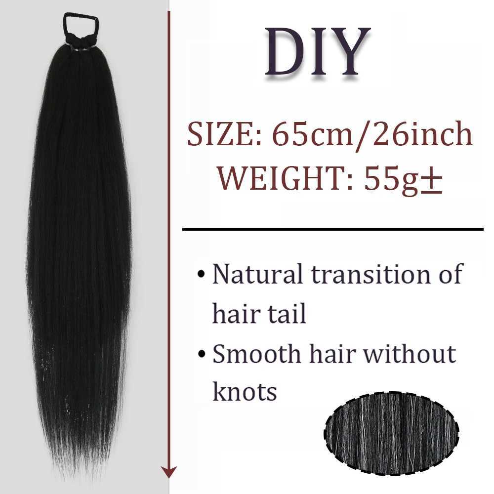 Ponytail Extensions Synthetic Wrap Around Ponytail With Rubber Band Hair Ring DIY 26 Inch Ombre Black Brown GreyXJ241221