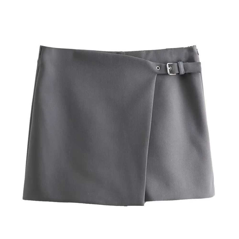 2024ZAR * Spring/Summer/Autumn New European and American Womens Fashion Versatile Buckle Asymmetric SkirtsXJ241221