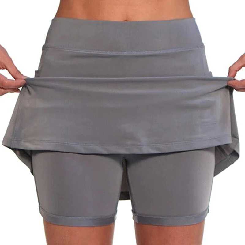 1pcs Womens Summer Slim High Waist Short Skirt Solid Color Running Skirt with Pockets Tennis Sports Hot Workout ShortsXJ241221
