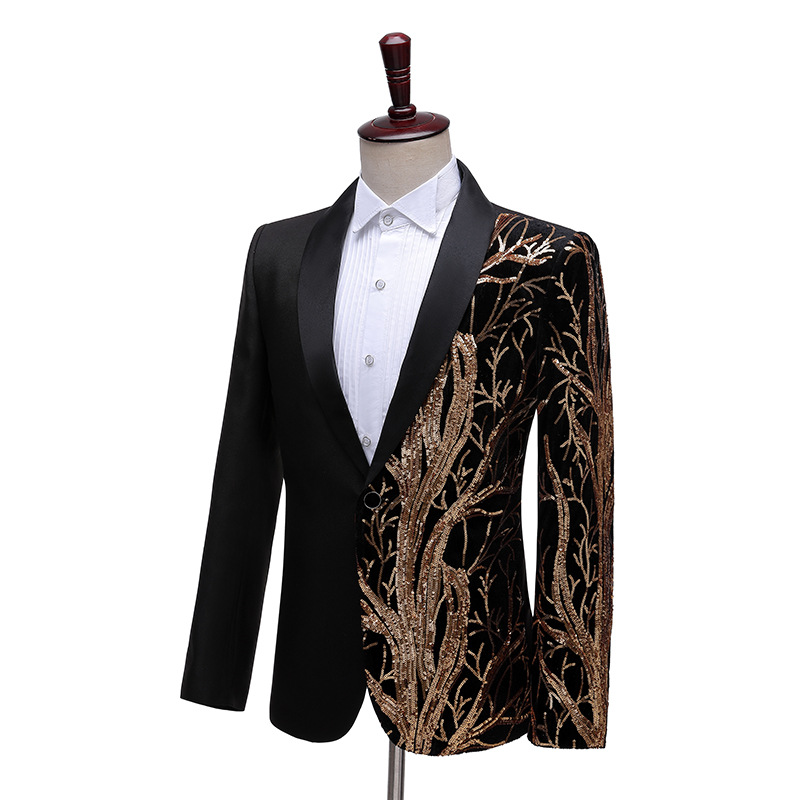 Men's K673 Tailored Sequin Tree Print Performance Jacket - Stylish Showpiece Outfit