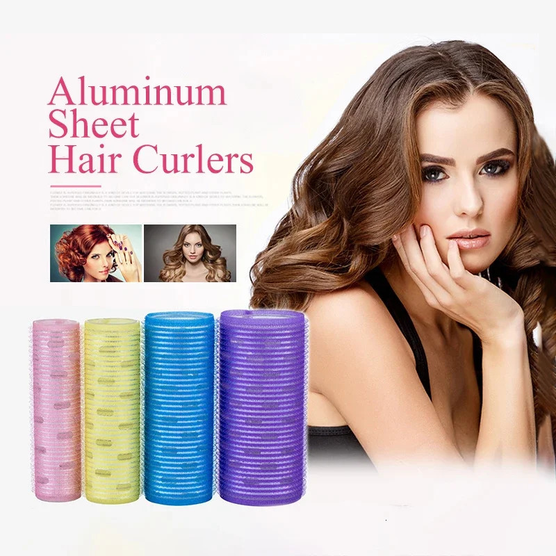 12pcs/set Aluminum Core Extra Long Hair Rollers Big Wave Magic Nylon Curlers Air Bang Self Grip Hair Root Clips Rods 108mm 1876 241220