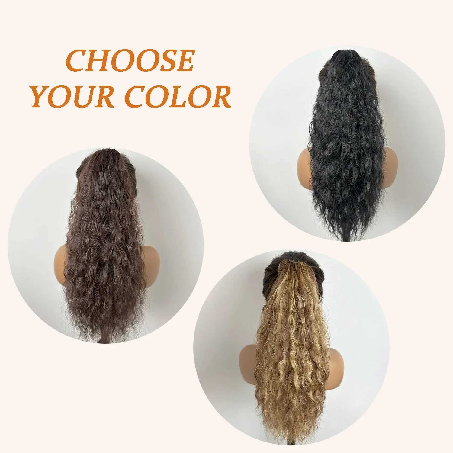 Synthetic Long Wavy Claw Clip Ponytail Extension Black Brown 18 Curly Pony Tail for Women Daily Use Fluffy Natural LookingXJ241221