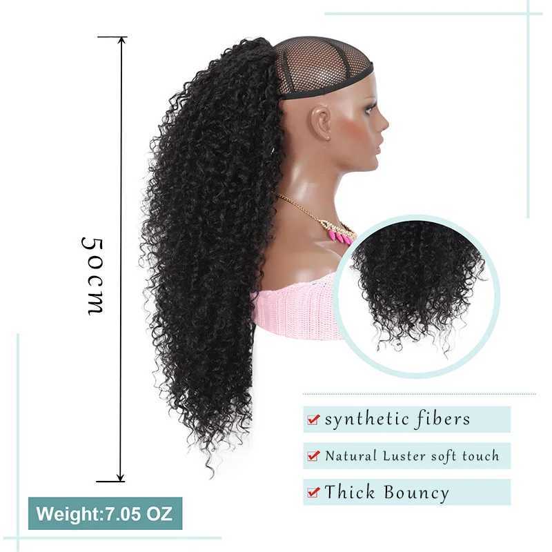 Sylhair Drawstring Curly Ponytail Extension for African Women Afro Kinky Curly Hair Pieces Synthetic Heat ResistantXJ241221