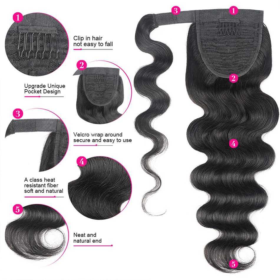 Kinky Curly Ponytail Human Hair 100g Wrap Around Clip In Hair Extension Natural Color Remy Indian Hair Body Wave PonytailsXJ241221