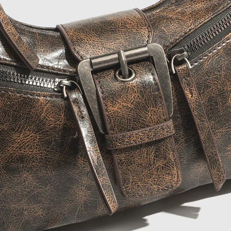 New retro belt design PU leather women s shoulder bag small retro designer women s armpit crossbody bag fashion handbag bag