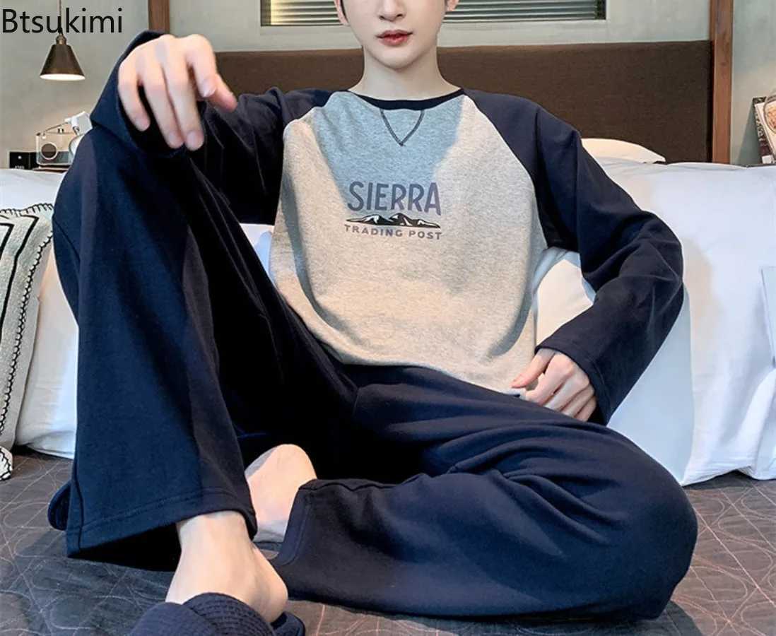 New Mens Cotton Pajama Set Round Neck Patched Work Clothes Zipper+Pants Pajama 2PCS Set Spring and Autumn Casual Mens Wear 4XL W241221