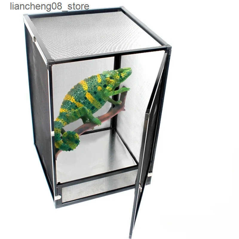 Other Pet Supplies Reptile detachable habitat tank terrace transparent aluminum air curtain cage front door panoramic lizard chameleon L240910