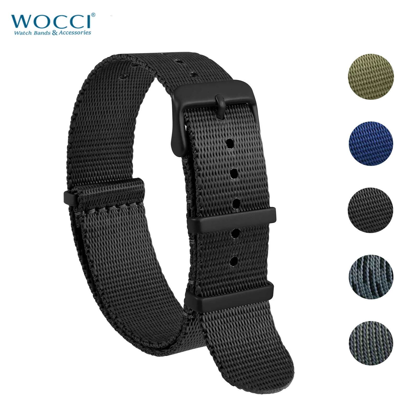 Wocci Ballistic Nylon Watch Straps 16mm 18mm 20mm 22mm 24mm Watchband for Men and Women Replacement Stainless Steel Buckle 241220