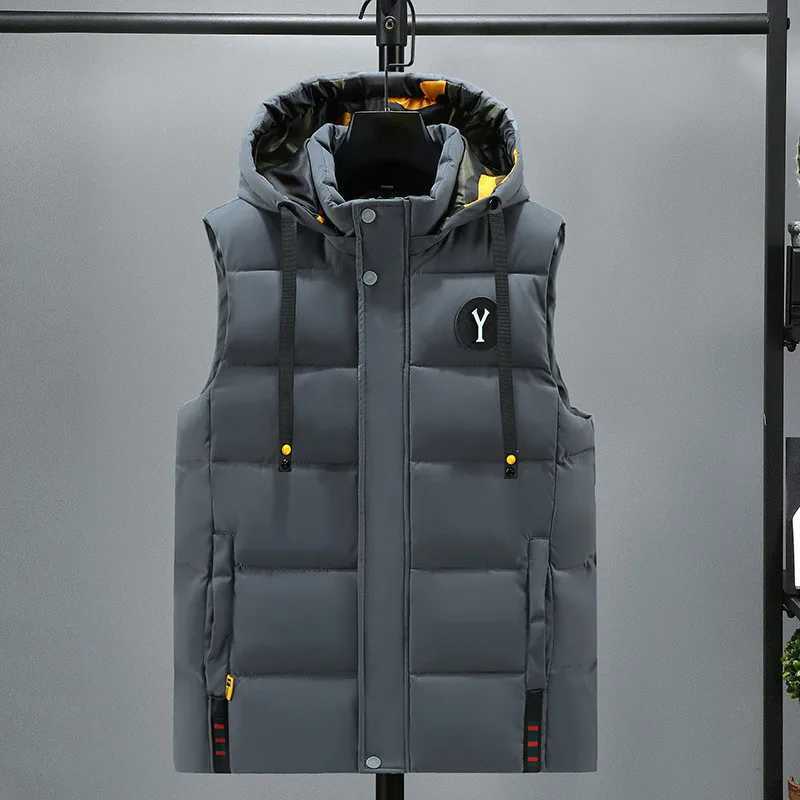 2024 Fashion Mens Vest Cotton Padded Autumn and Winter Sleeveless Jacket Casual Solid Plus Size 5XL High Quality WaistcoatXJ241221