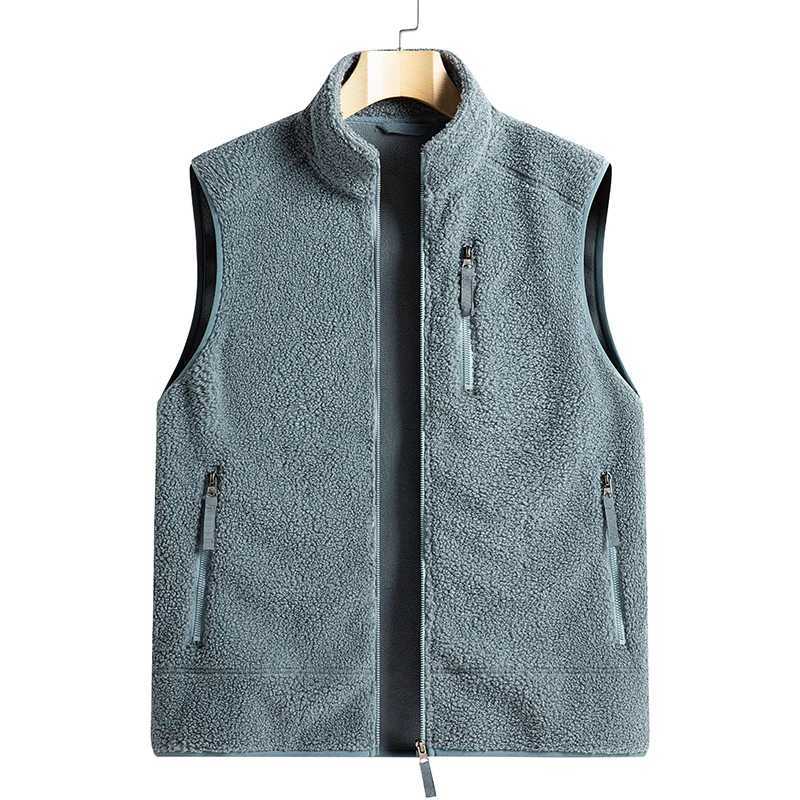 Male Warm Cotton Waistcoat Lamb Cashmere Men Fleece Vest Autumn Jackets Thick Vests Man Classic Outdoor Sleeveless Coats VestsXJ241221