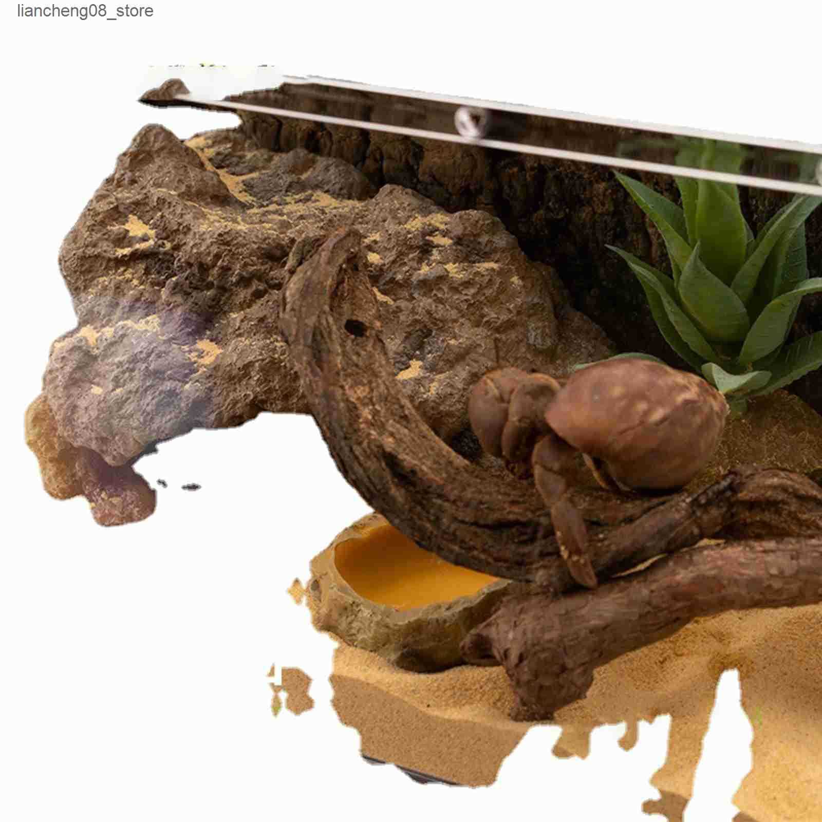 Other Pet Resin Reptile Hide Cave Decoration Lizard Snake Turtle Shelter Hide Rest Cave Aquarium Landscaping Decors L240910