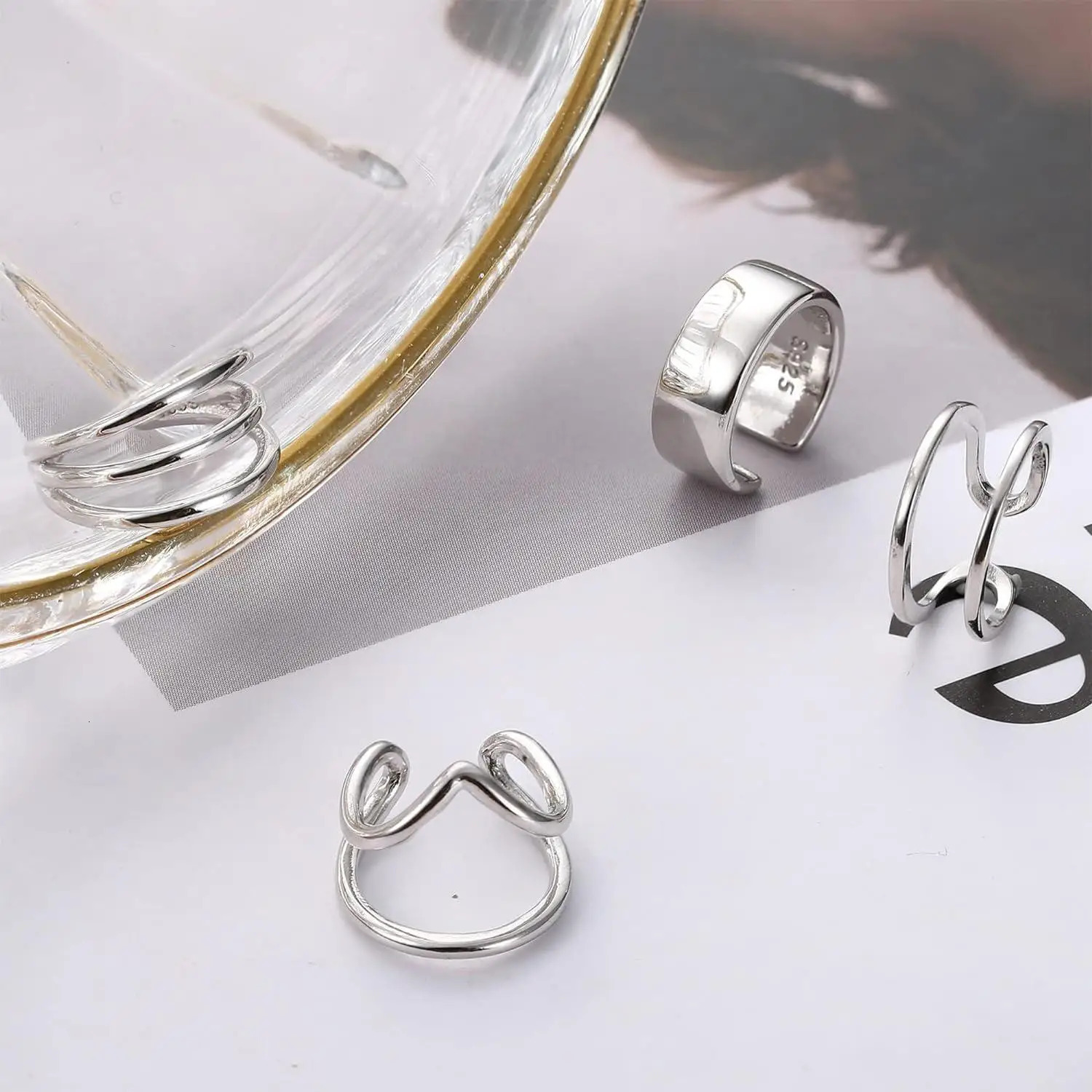 Fansilver 925 Sterling Silver Ear Cuffs for Women No Piercing Minimalist Helix Piercing Cartilage Cuff Earrings 4 Styles 241220