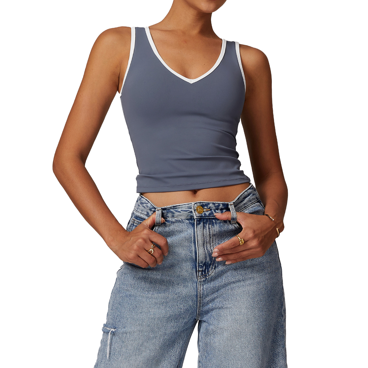 Skinny Nude Color Clash Sports Tank Top Women Backless Yoga Tank Top Fitness Clothing Outer Sports Tops