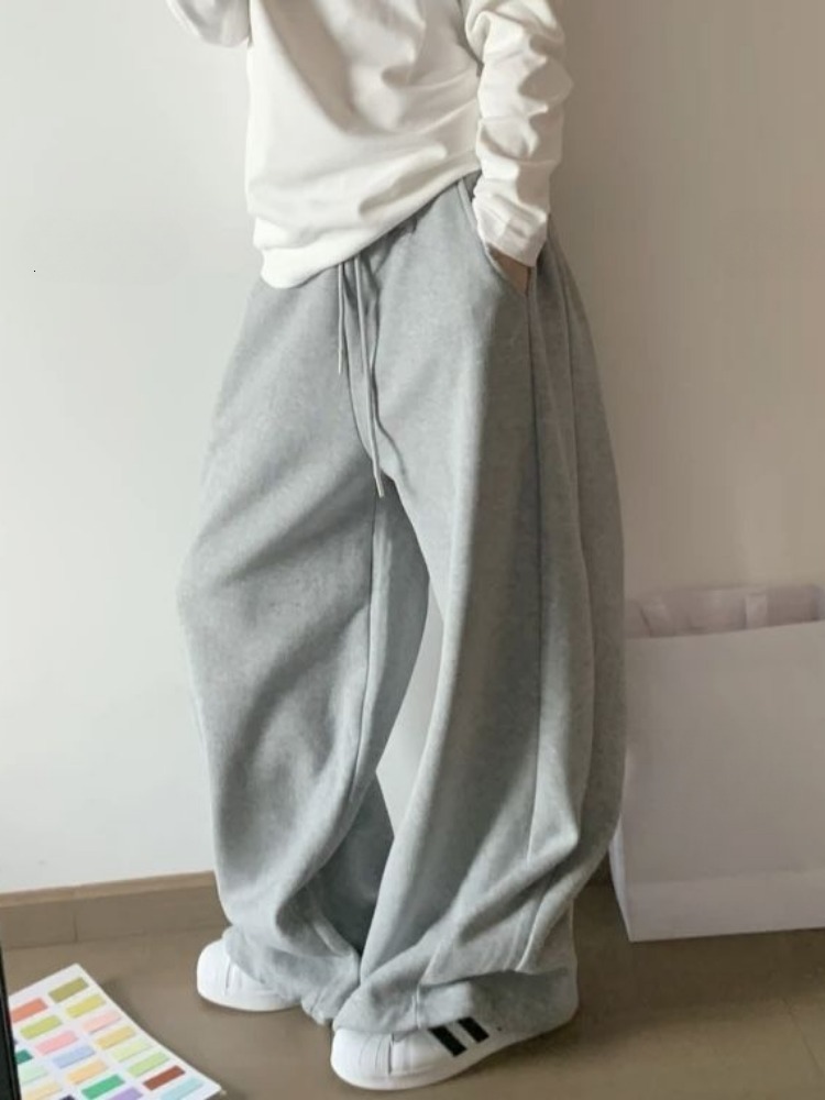 Y2k Vintage Baggy Warm Sweatpants Pink Thick Korean Fashion Oversized Pants Haruku Streetwear Trousers Winter Autumn