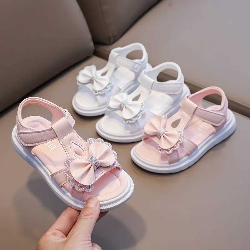 Sneakers Childrens shoes girls soft soled casual shoes fashionable princess shoes new water diamond beach shoes bow shaped sandals for girls H241221