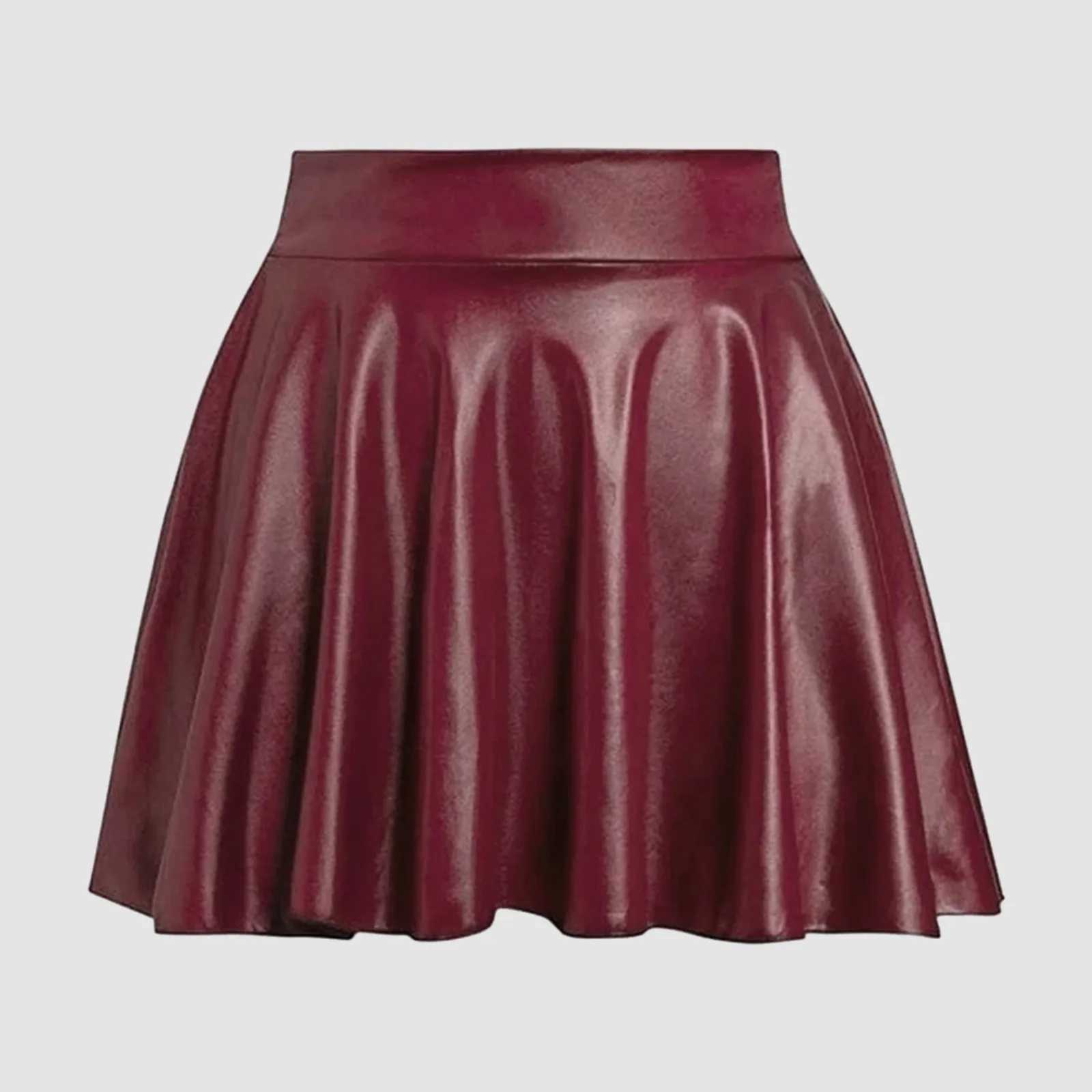 Womens Fashion High Waist Pleated Solid Color Short Skirt Loose Skirt Metallic Skater Skirt Sparkly Korean Style WomenS SkirtXJ241221