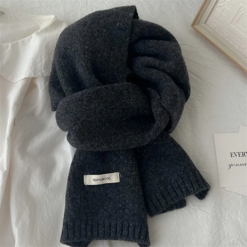 100% pure wool scarf Korean cute male and female couples winter warm neck 241220