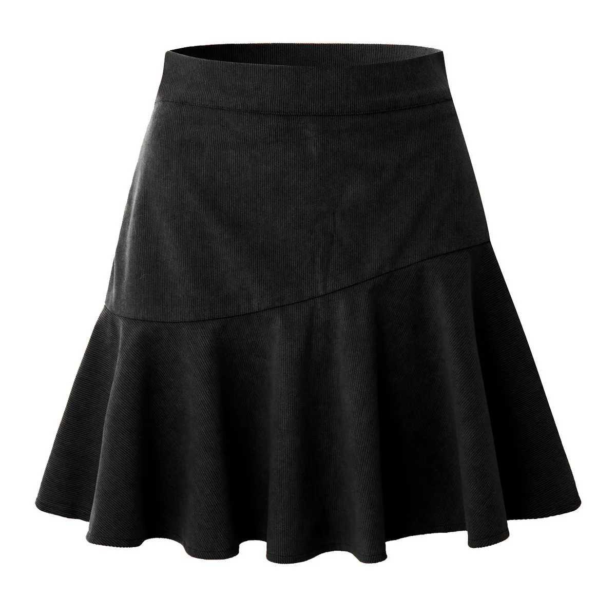 New In 2023 Womens Fall Winter Corduroy Skirt Office Lady High Waist Black Brown Zipper Sexy Short Pleated SkirtsXJ241221