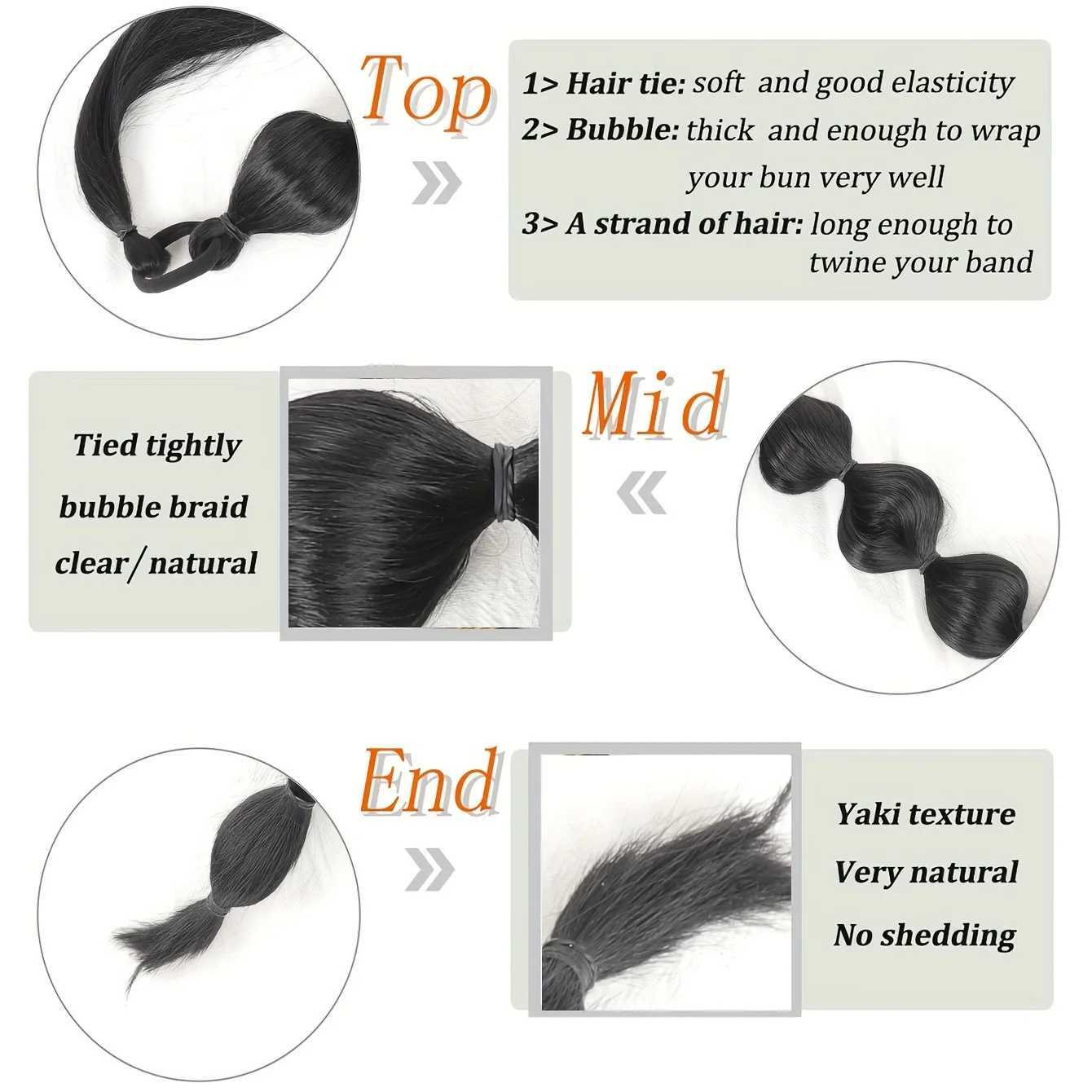 Synthetic African Fluffy Ponytail Hair Extensions-Extended Long Braid with Bubble Ponytail for Voluminous Look Hair AccessoriesXJ241221